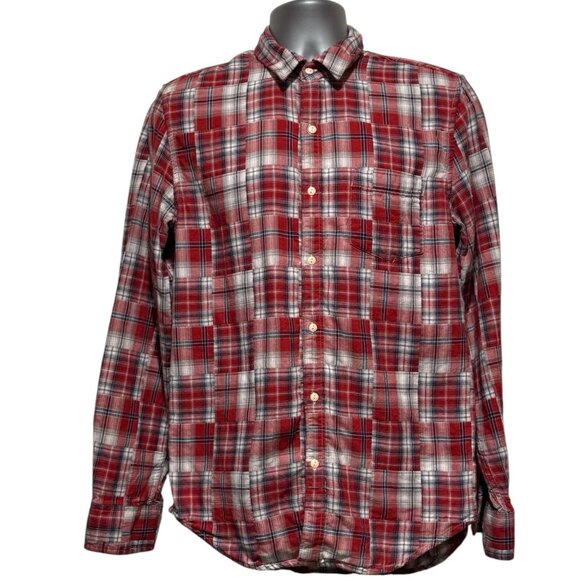 Lucky Brand Red Madras Plaid Western Flannel Button Up Shirt Mens Medium - Picture 5 of 11